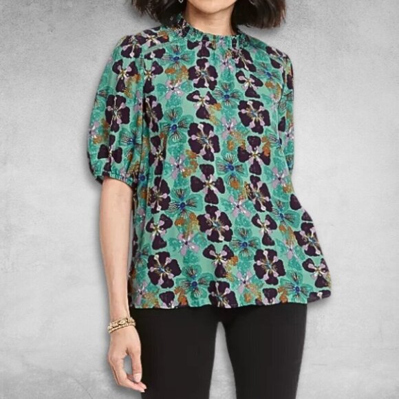 Knox Rose Keyhole Teal/Eggplant Flowy Top XL - Picture 14 of 14